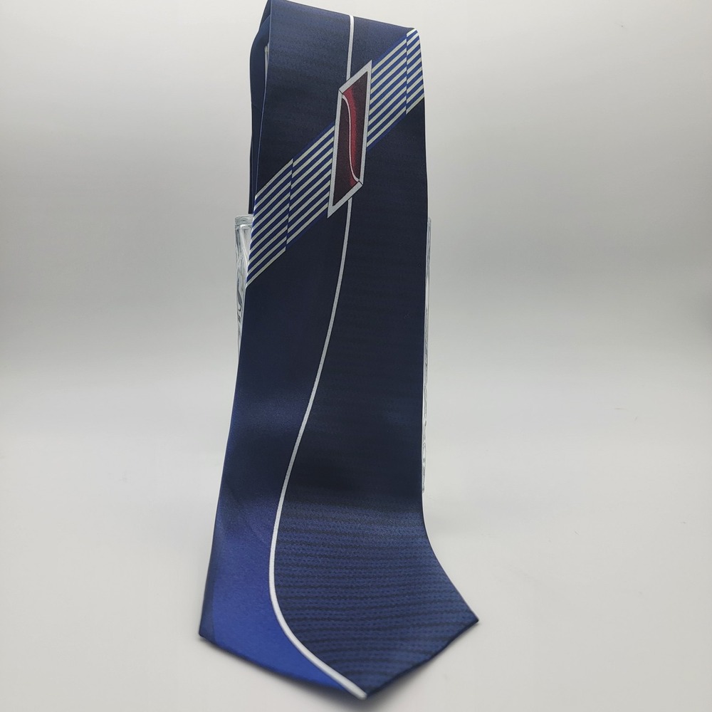 CLERICCI Men's Tie BLUE Classic Pattern with Black Lines NEW